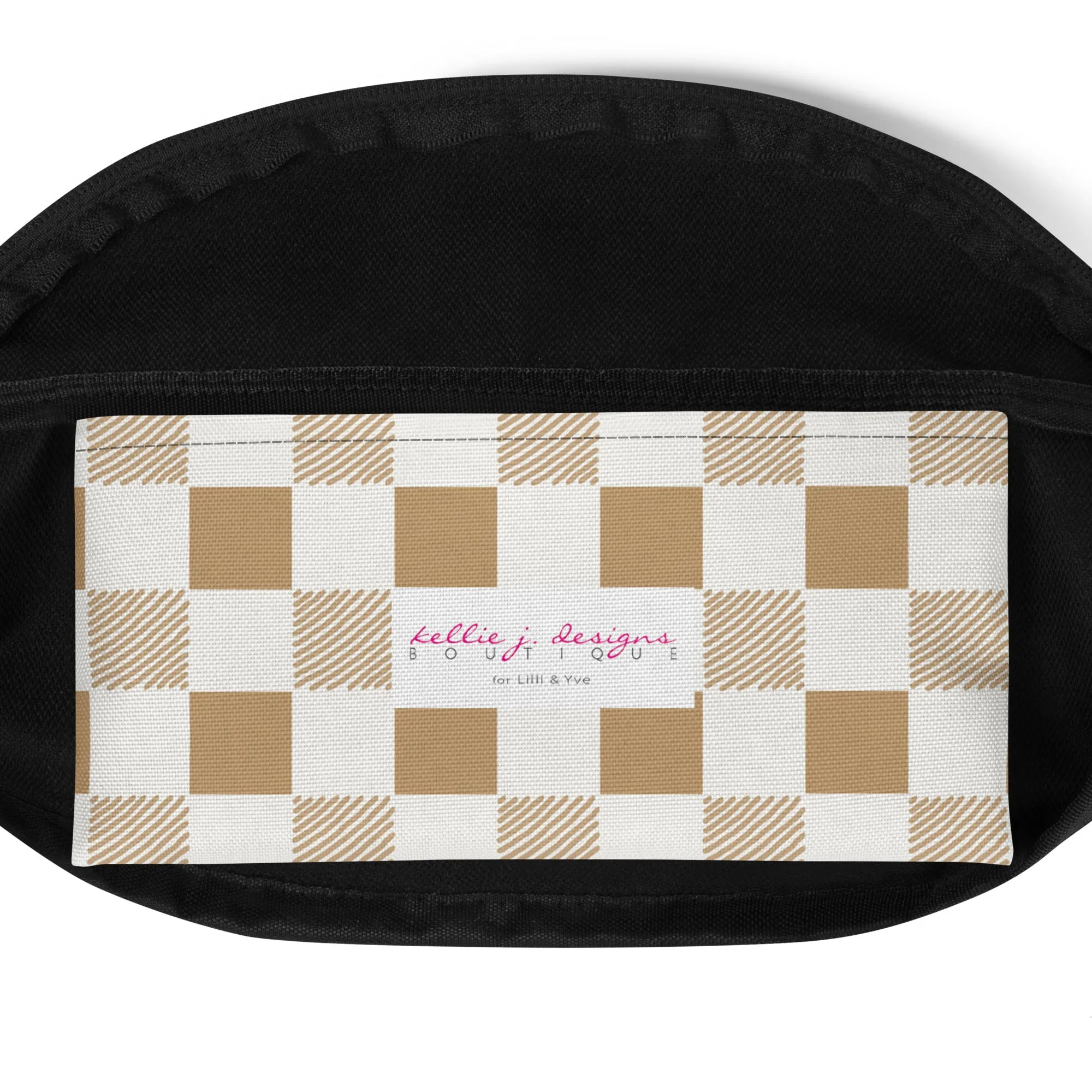 Camel & Cream Checkered Crossbody Pouch / Fanny Pack