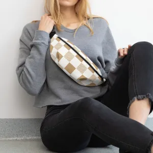 Camel & Cream Checkered Crossbody Pouch / Fanny Pack