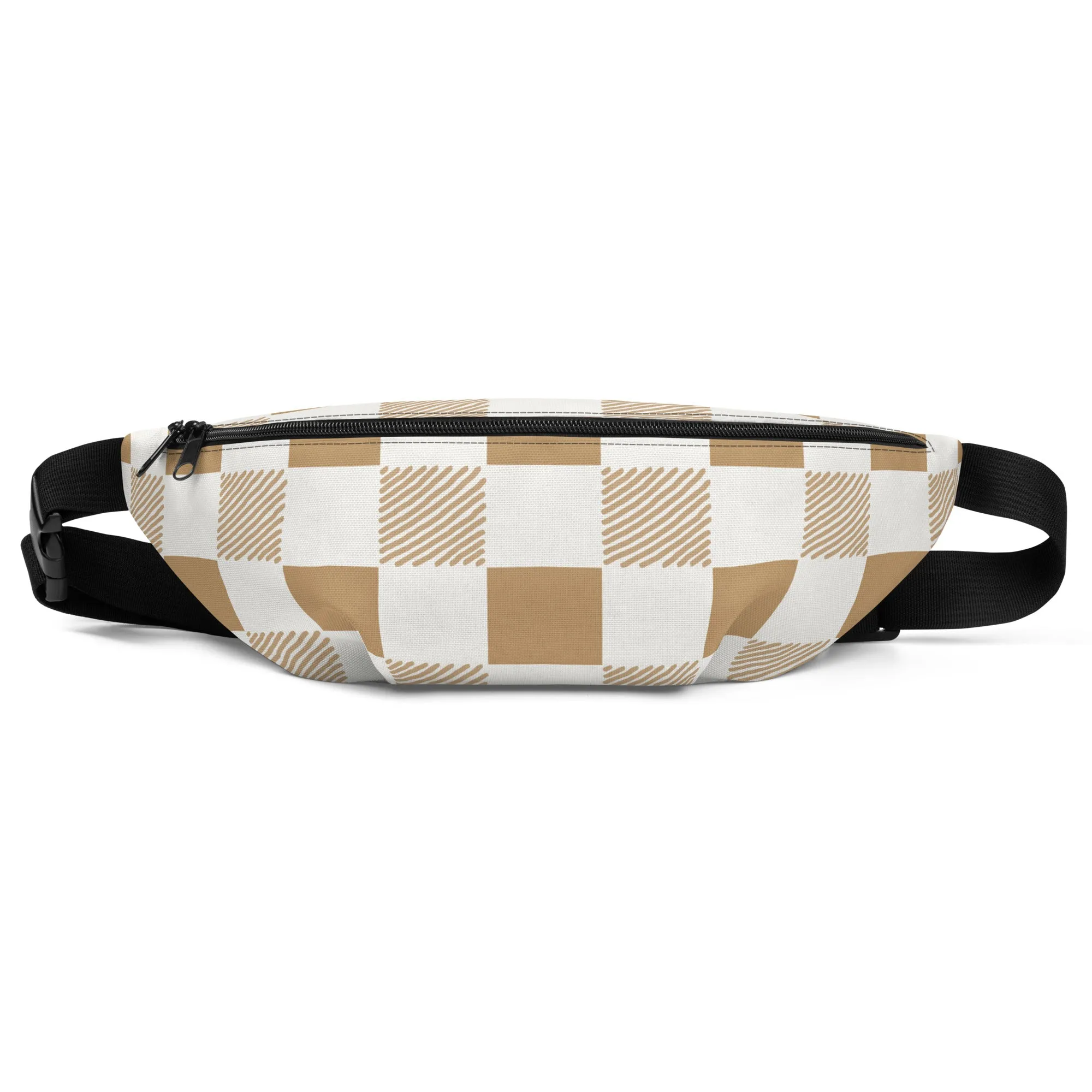 Camel & Cream Checkered Crossbody Pouch / Fanny Pack