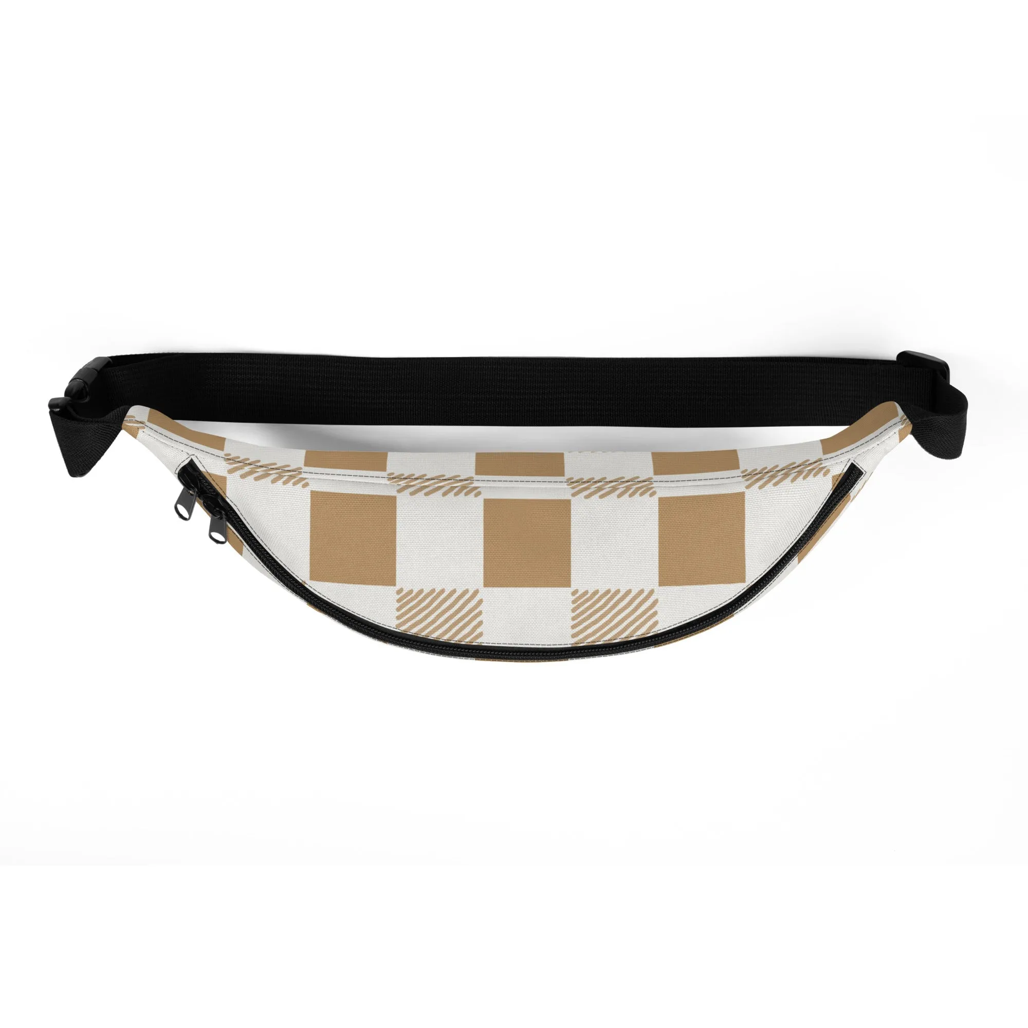 Camel & Cream Checkered Crossbody Pouch / Fanny Pack