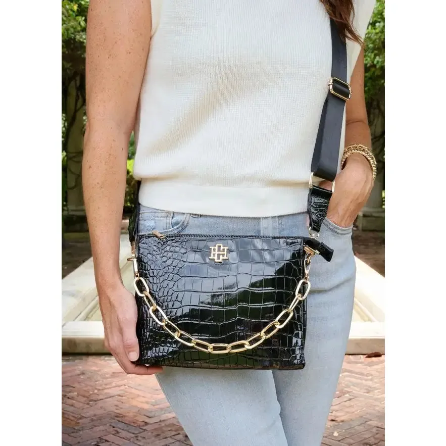 Caroline Hill Ariana Crossbody Black Patent Purse