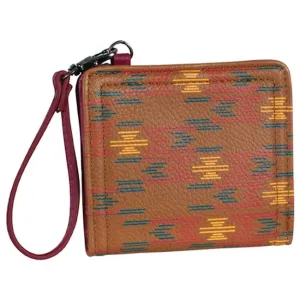 CatchFly Brown Aztec Print Mini Bi-fold Wallet with Wristlet Strap