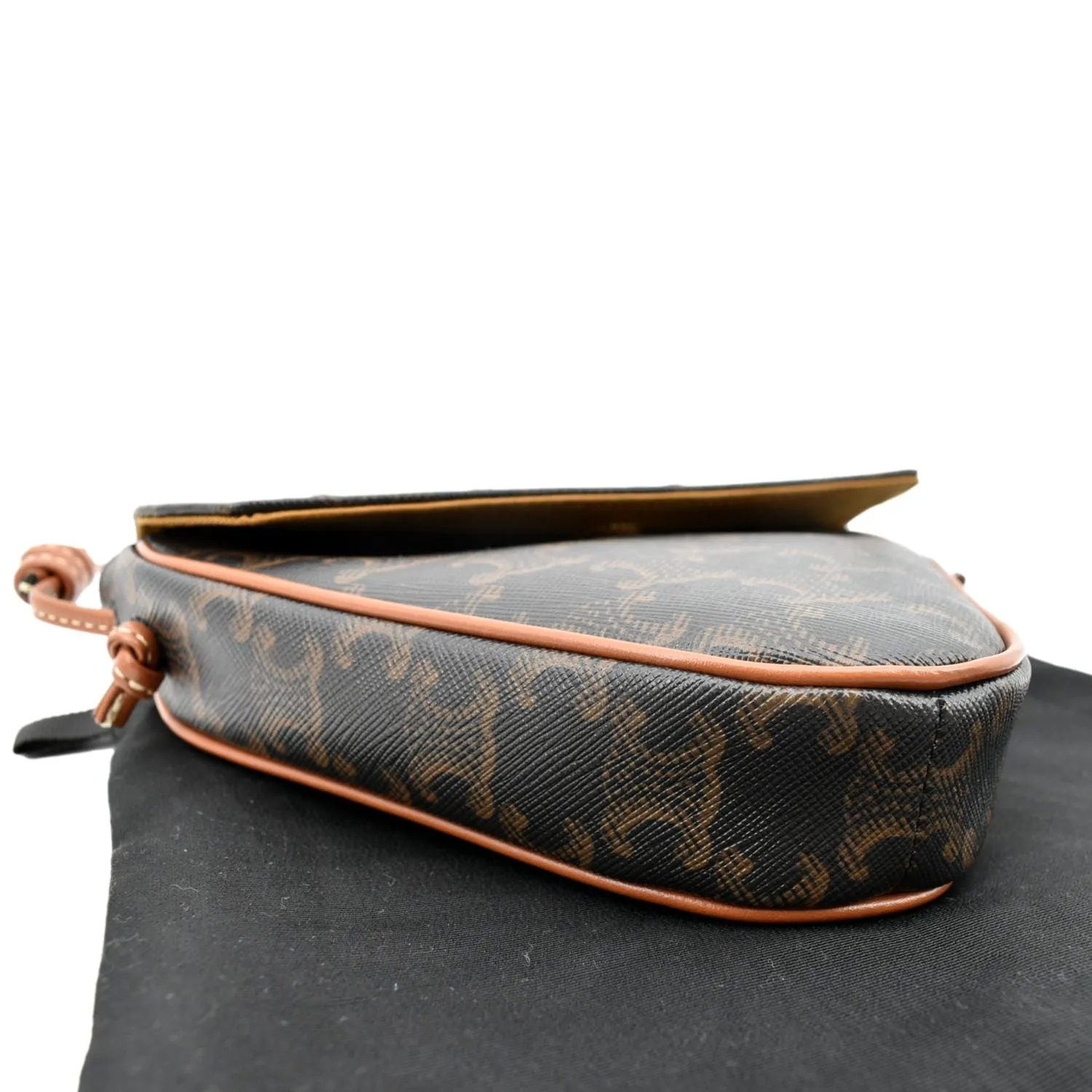 CELINE Triangle Triomphe Canvas Monogram Print Shoulder Bag Brown