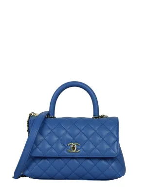 Chanel 2024 Blue Caviar Mini Coco Handle Flap Bag