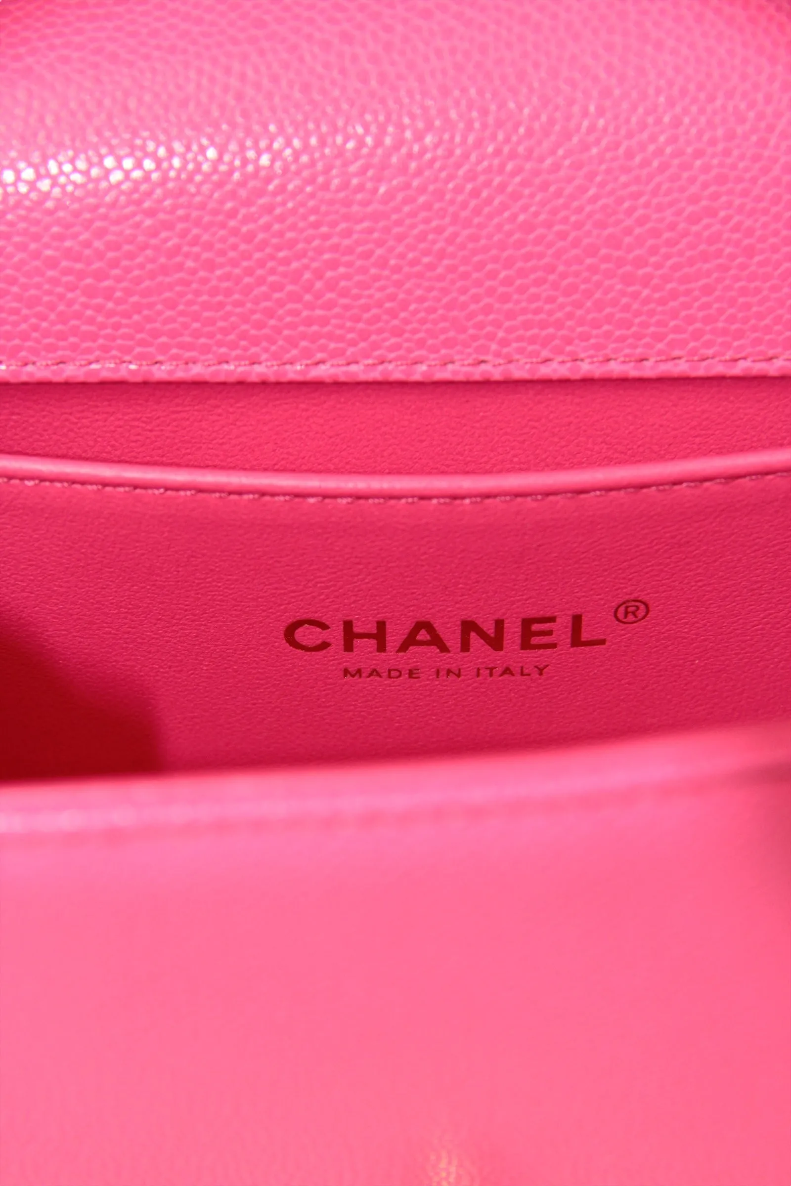 Chanel 2024C Fuchsia Neon Pink Caviar Leather Small Boy Bag