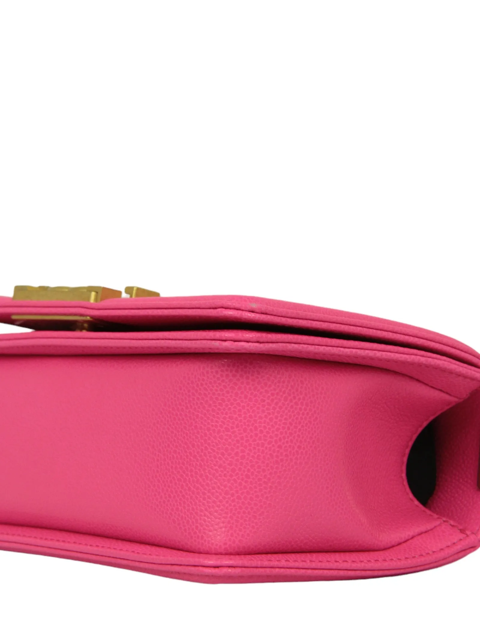 Chanel 2024C Fuchsia Neon Pink Caviar Leather Small Boy Bag