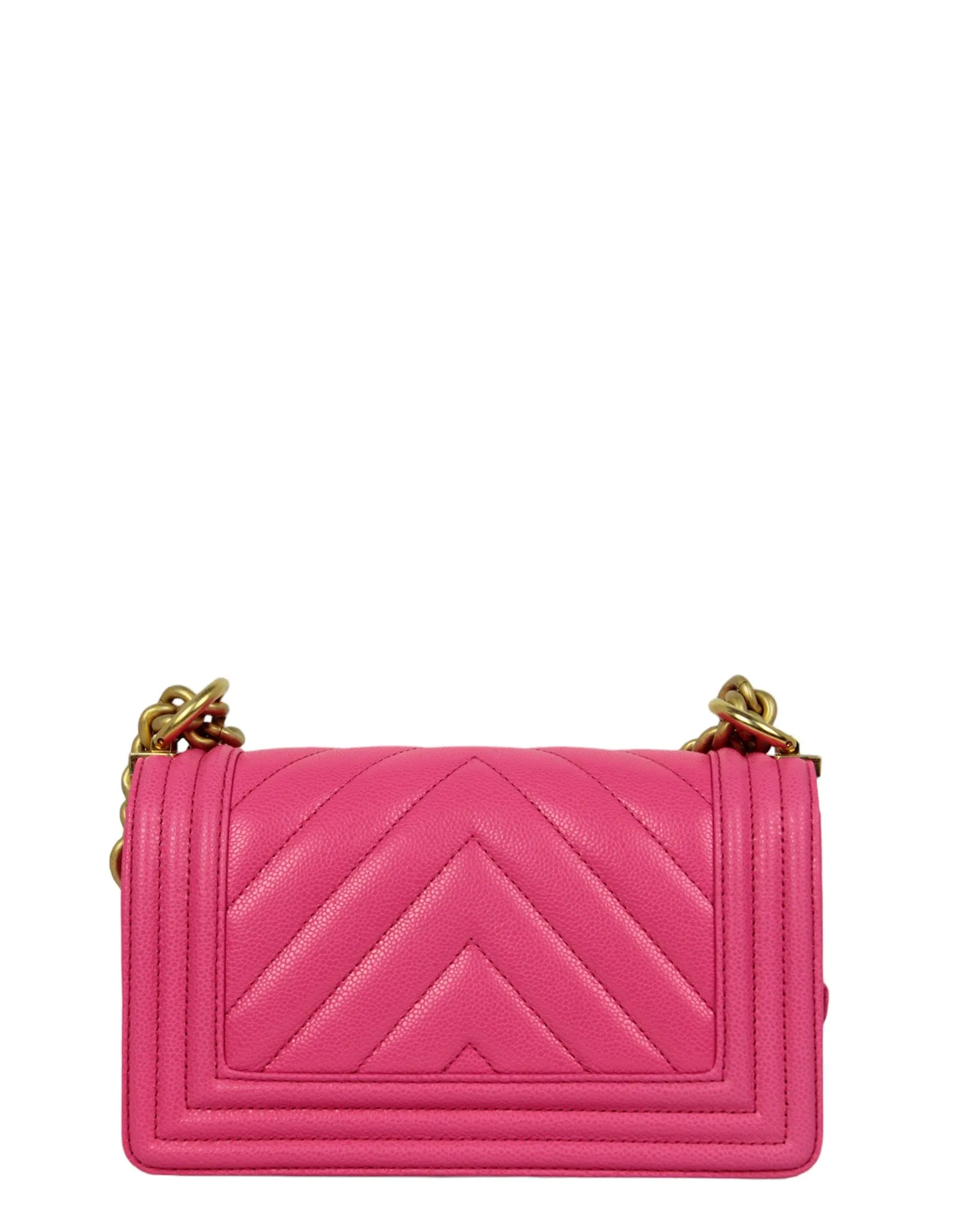 Chanel 2024C Fuchsia Neon Pink Caviar Leather Small Boy Bag