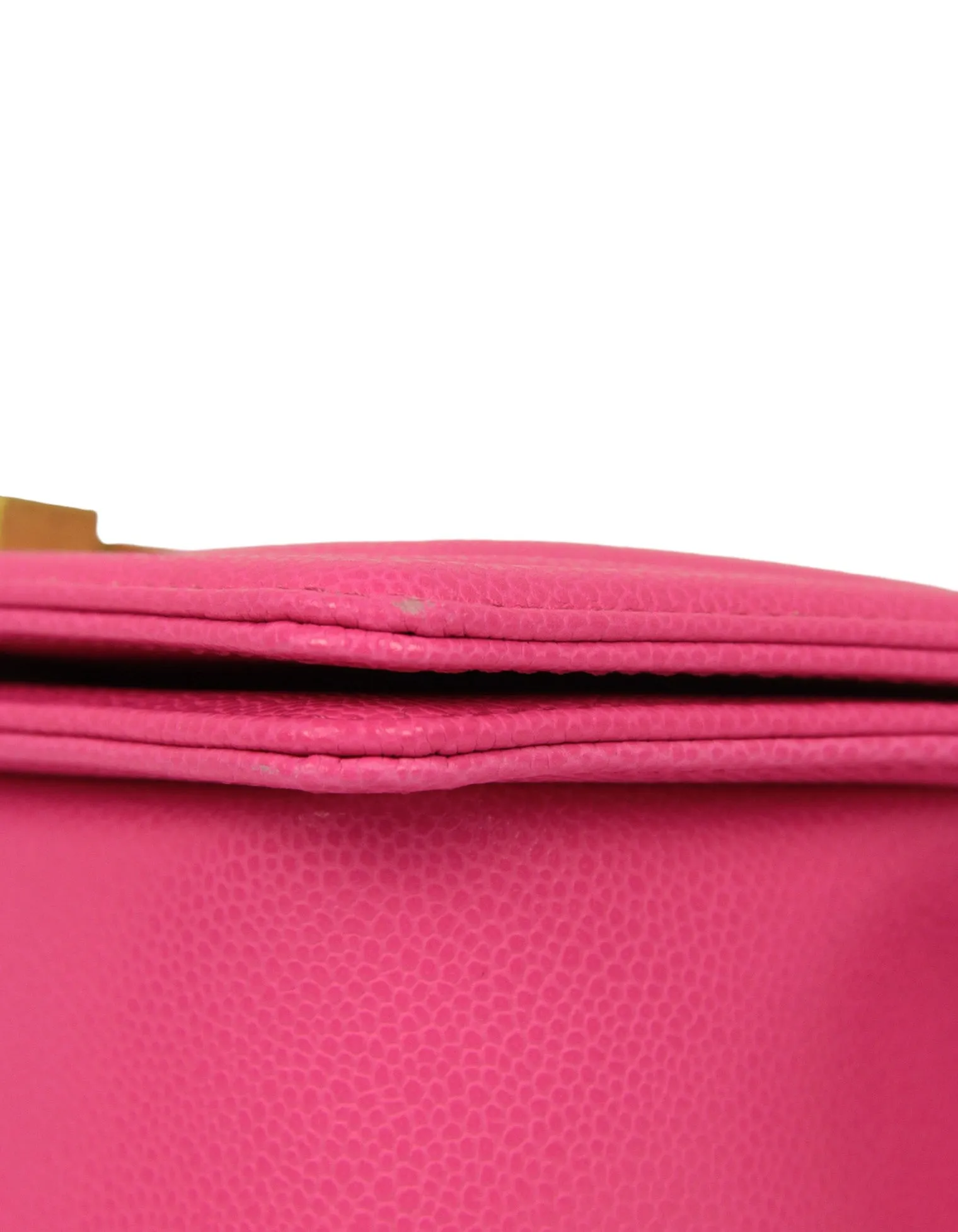 Chanel 2024C Fuchsia Neon Pink Caviar Leather Small Boy Bag