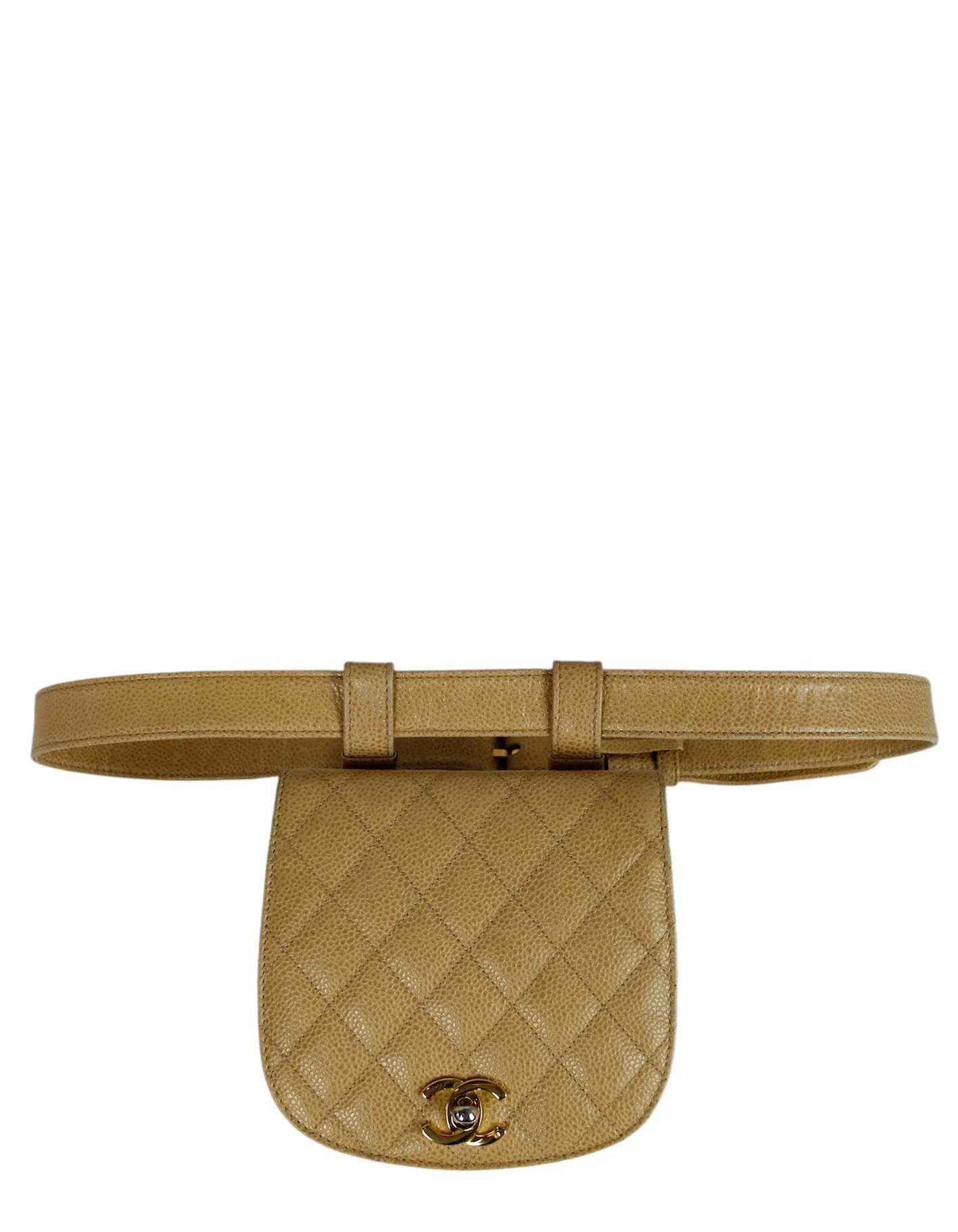 Chanel '90s Beige Caviar Quilted Belt Bag sz 85/34"