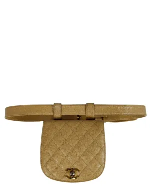 Chanel '90s Beige Caviar Quilted Belt Bag sz 85/34"