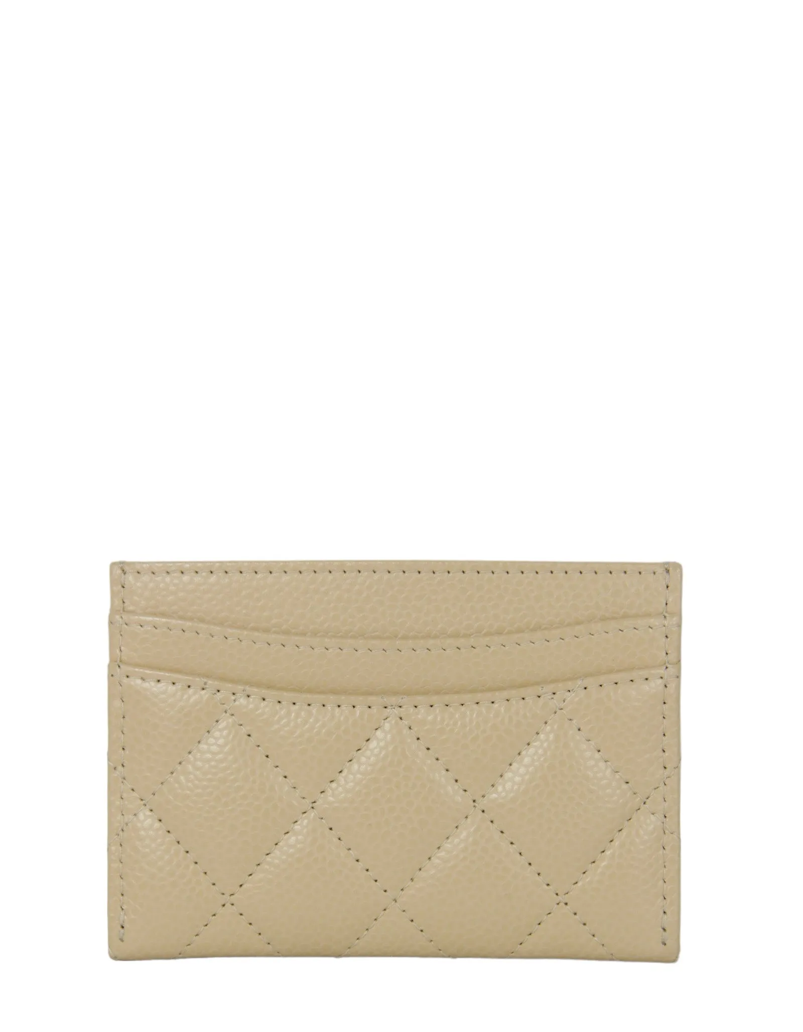 Chanel Beige Caviar Quilted CC Card Holder