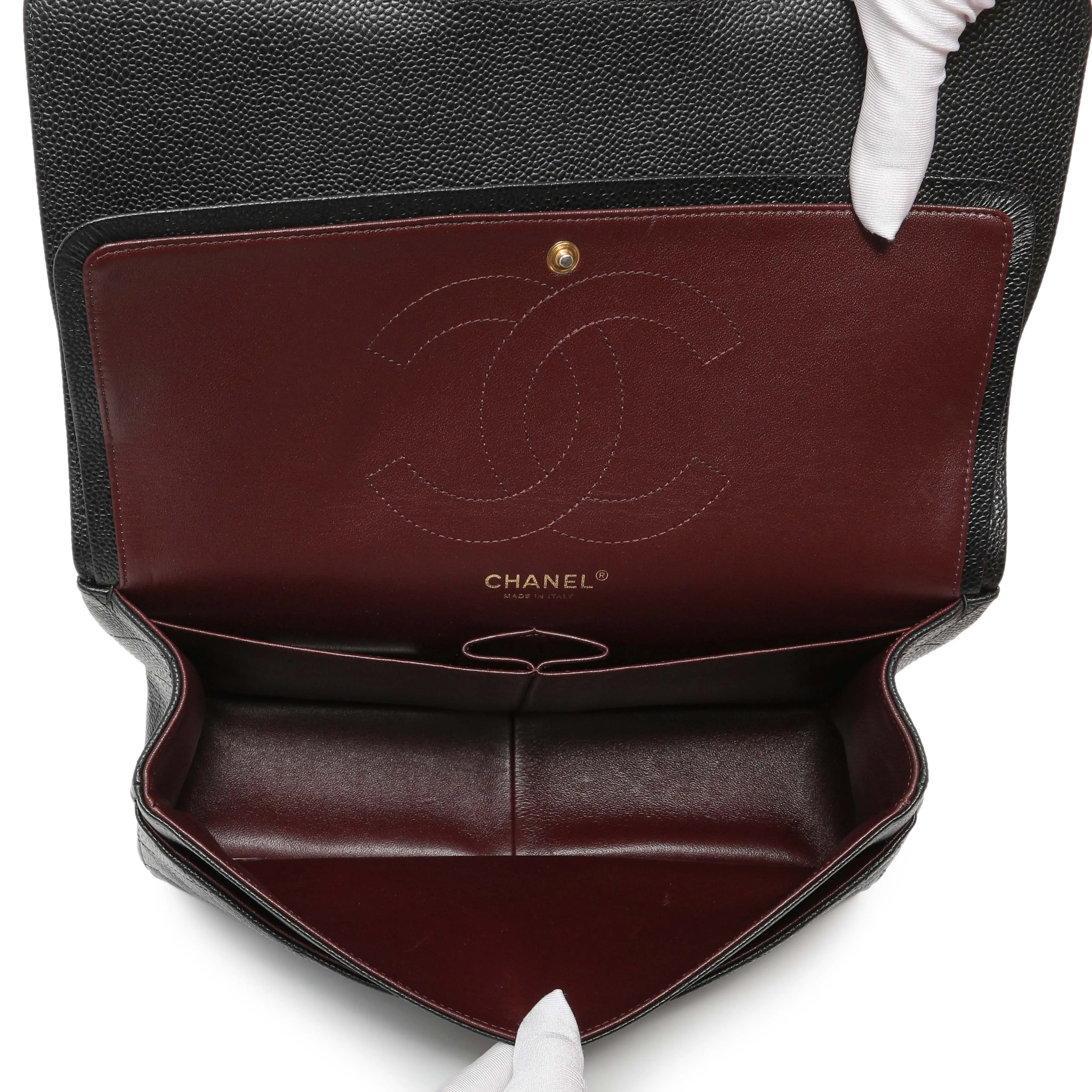 Chanel Black Quilted Caviar Jumbo Classic Double Flap