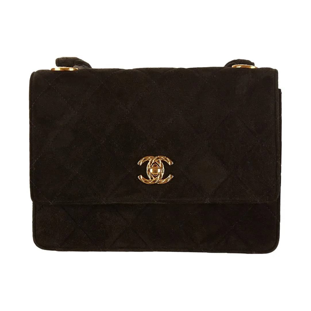 Chanel Black Suede Shoulder Bag