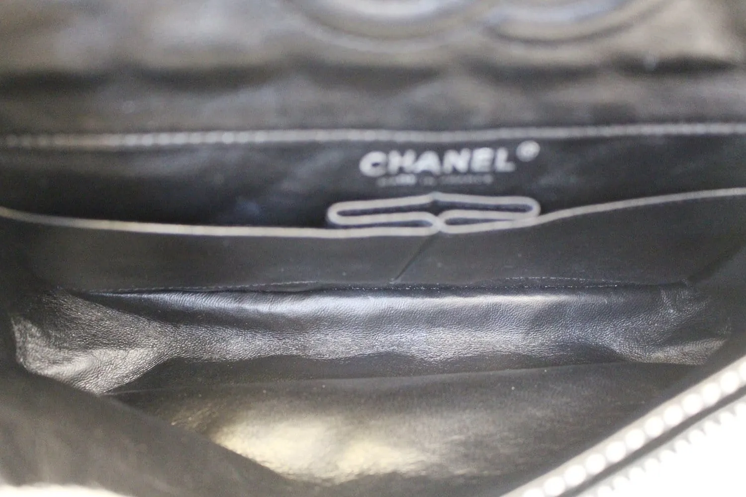 CHANEL Black/White Striped Medium Flap Shoulder Bag - Sale