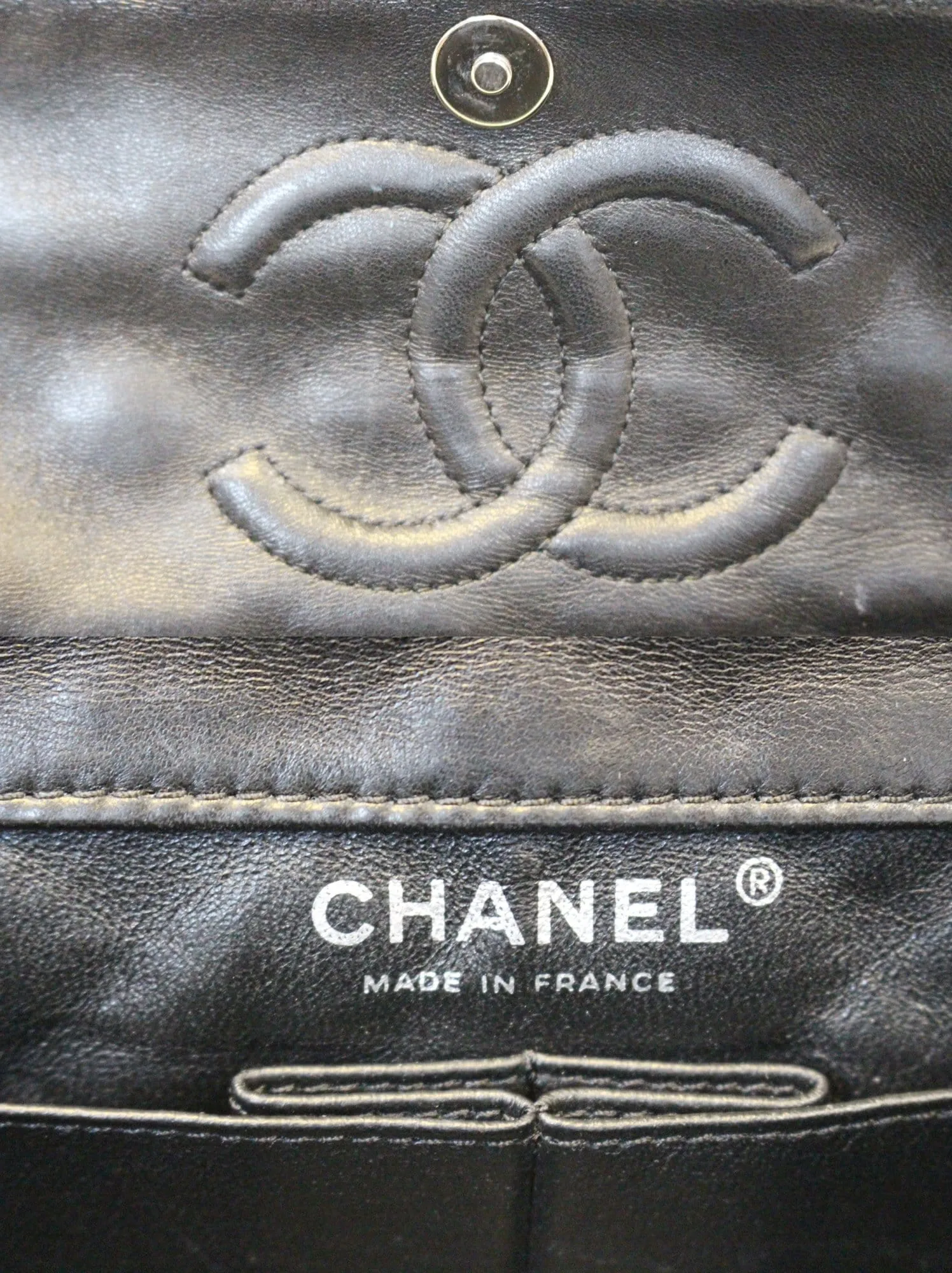 CHANEL Black/White Striped Medium Flap Shoulder Bag - Sale