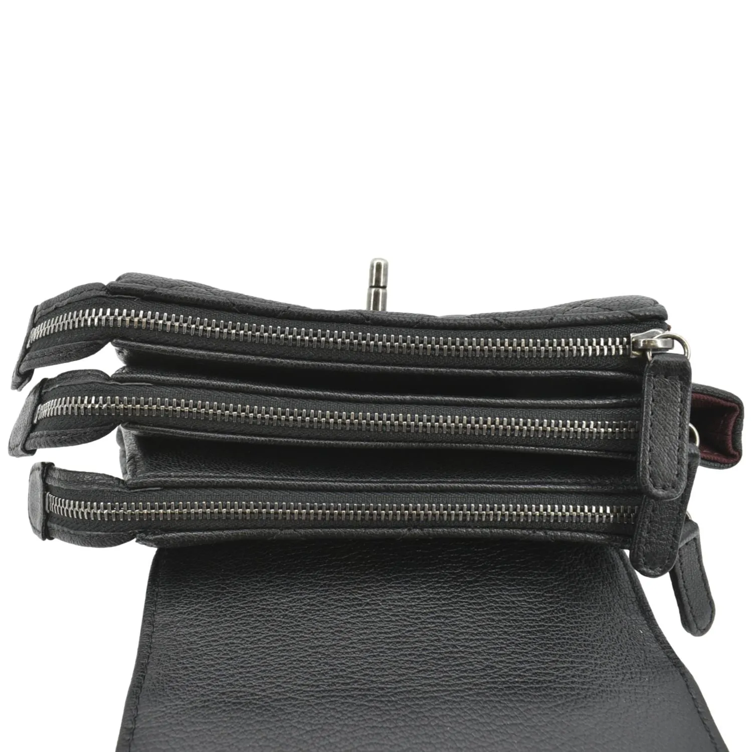 CHANEL CC Waiter Flap Goatskin Leather Crossbody Bag Black