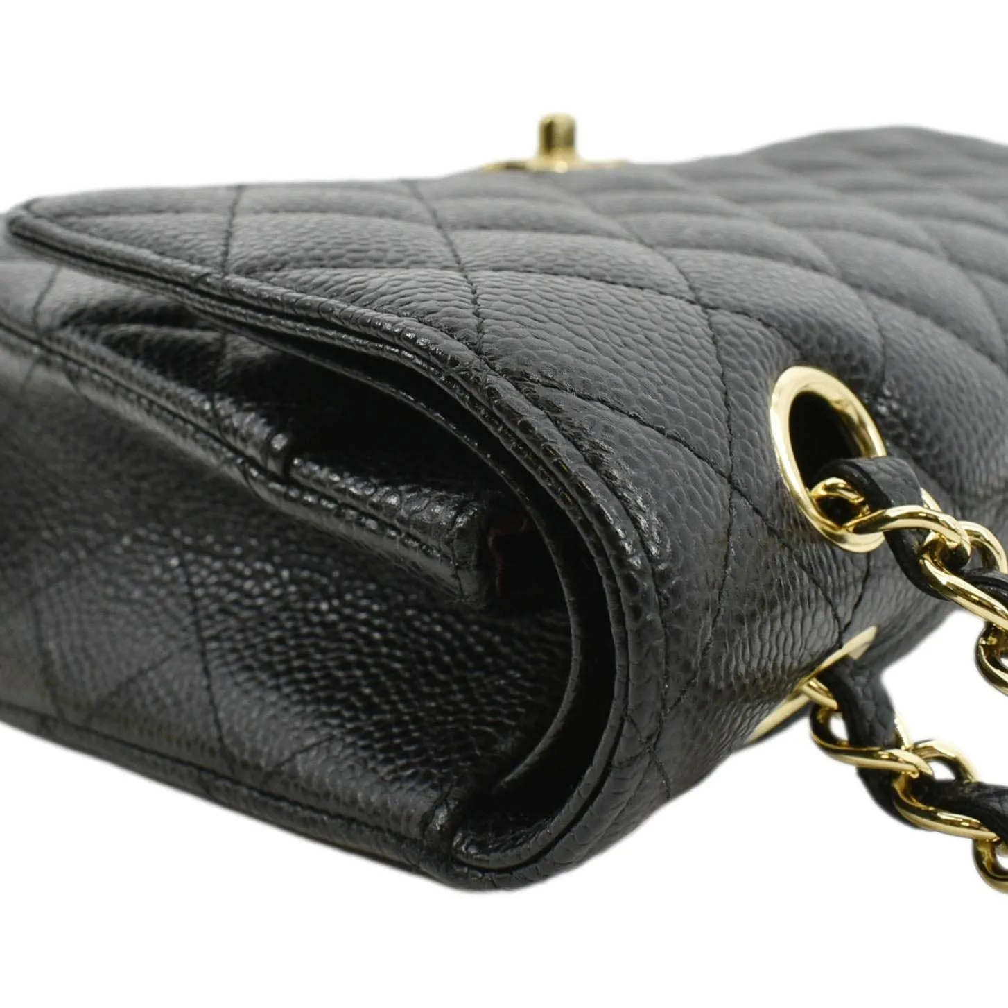 CHANEL Classic Double Flap Caviar Leather Shoulder Bag Black