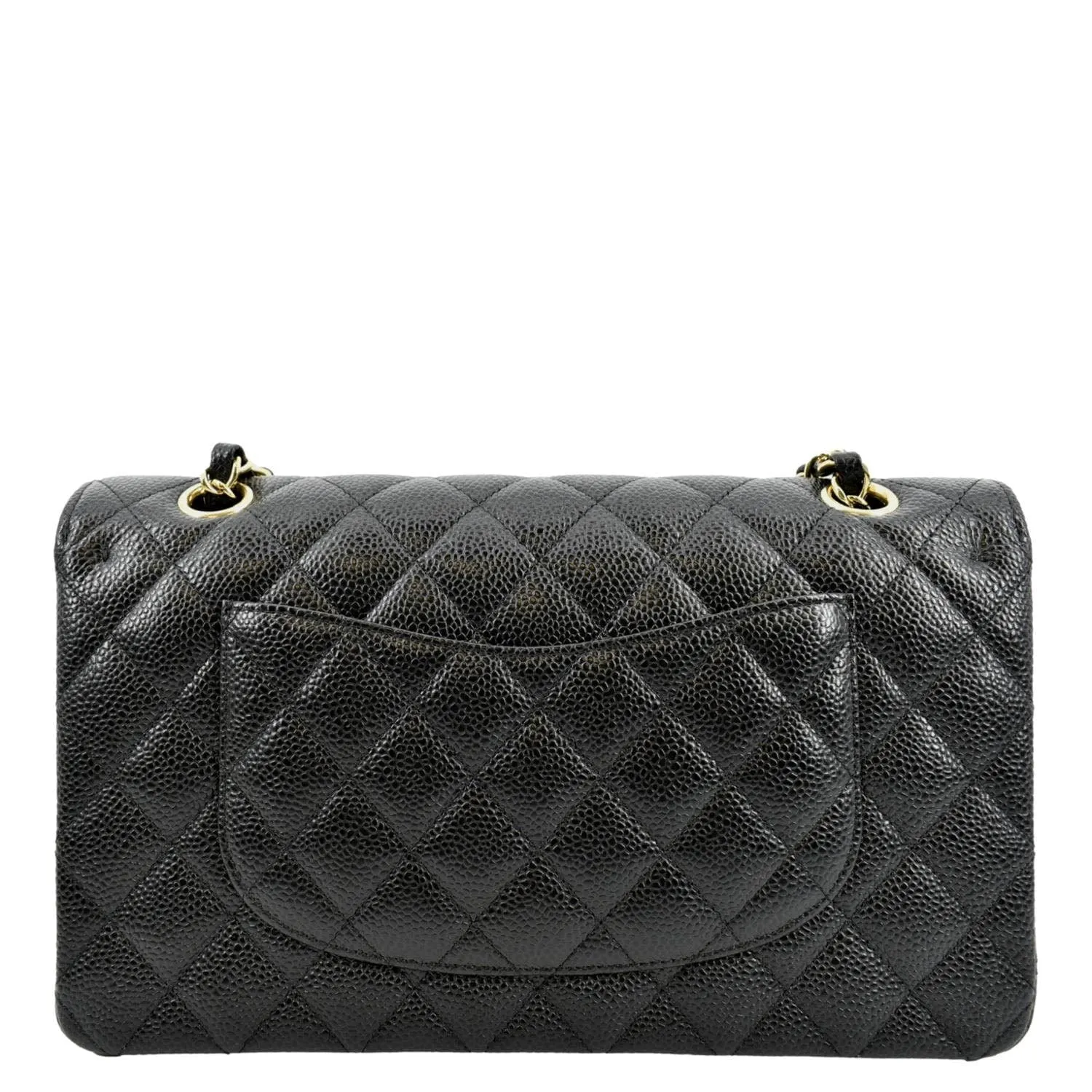 CHANEL Classic Double Flap Caviar Leather Shoulder Bag Black