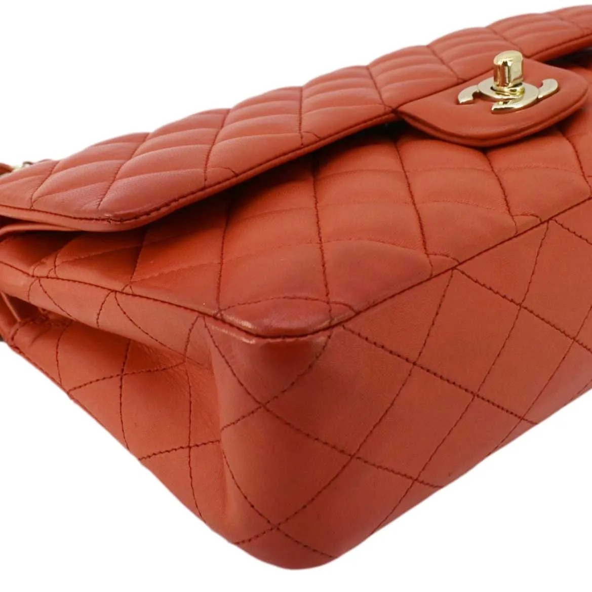 CHANEL Classic Double Flap Medium Quilted Leather Shoulder Bag Red