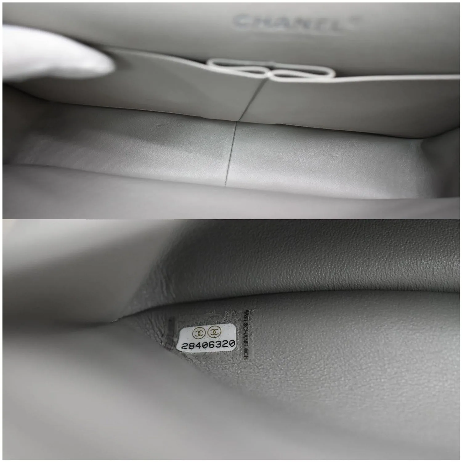 CHANEL Classic Jumbo Double Flap Lambskin Leather Shoulder Bag Grey