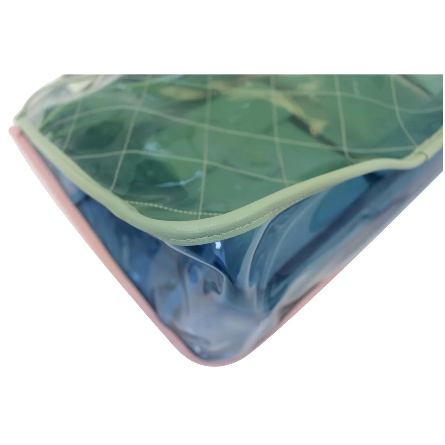 CHANEL Coco Splash Medium Lambskin PVC Quilted Shopping Bag Blue Green