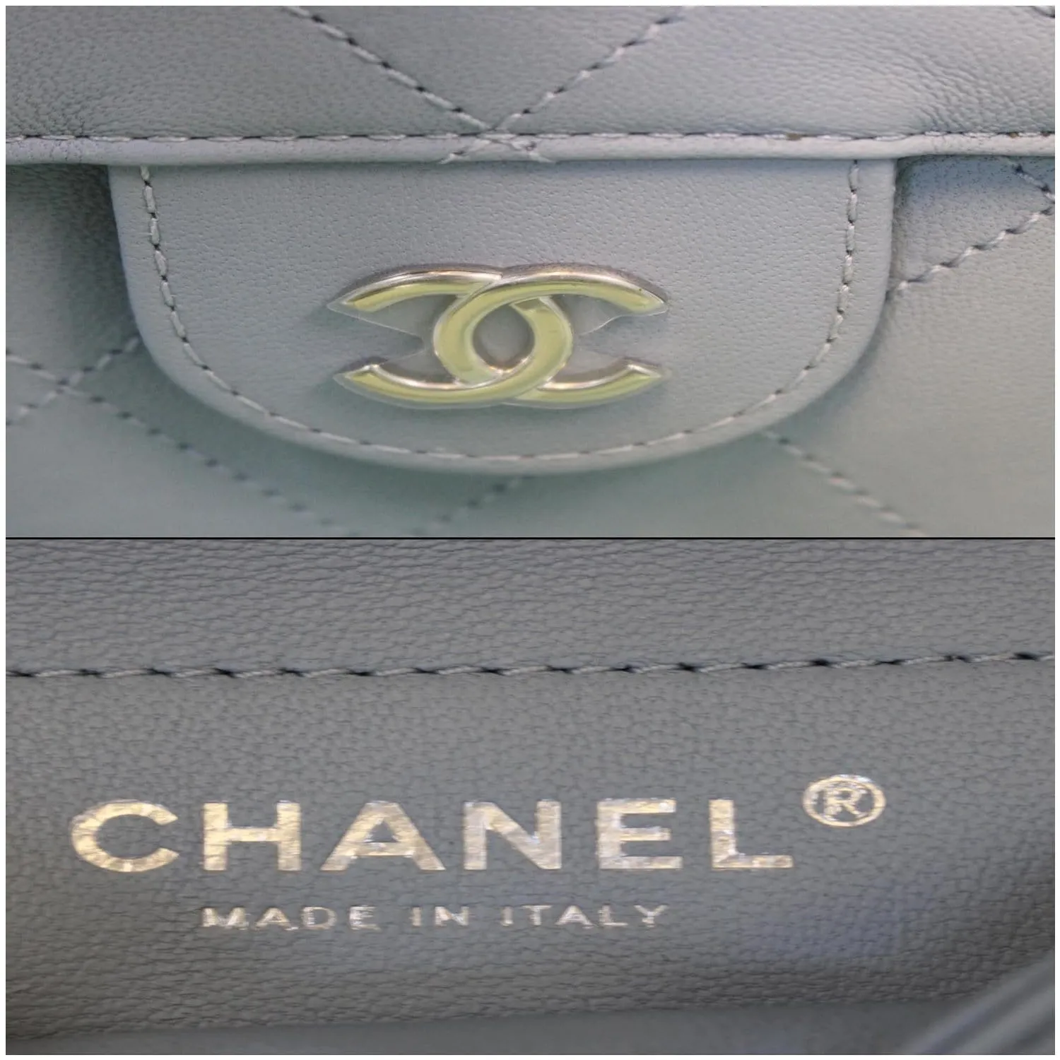 CHANEL Coco Splash Medium Lambskin PVC Quilted Shopping Bag Blue Green