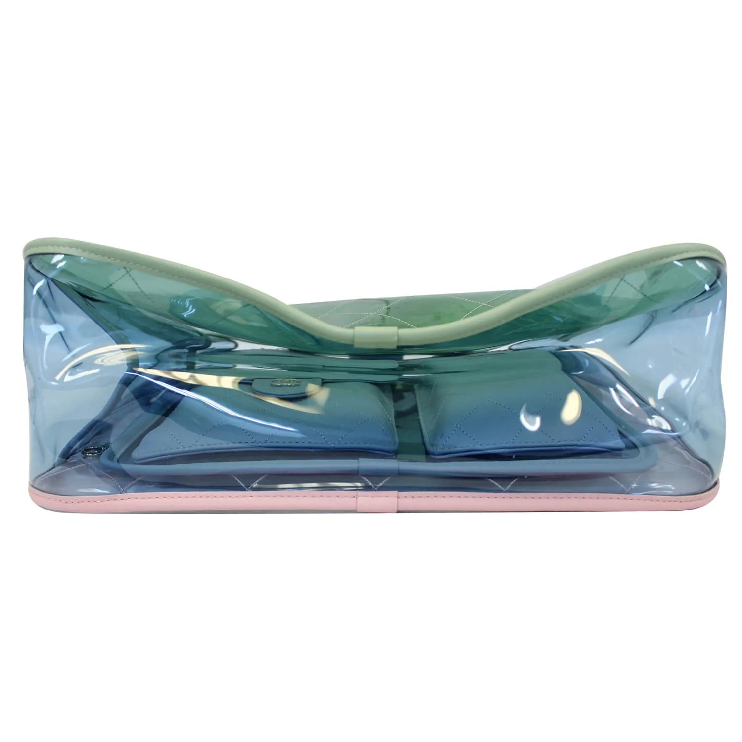 CHANEL Coco Splash Medium Lambskin PVC Quilted Shopping Bag Blue Green