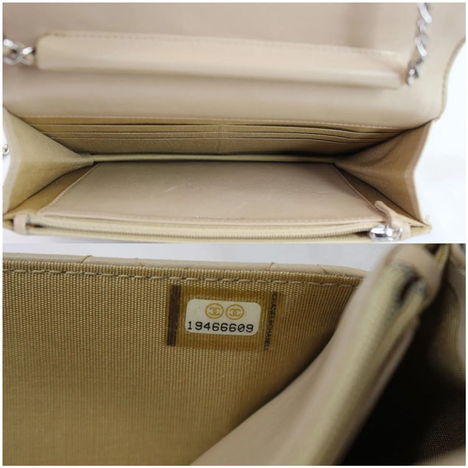 CHANEL Diamond Stitch Wallet On Chain Calfskin WOC Crossbody Bag Beige