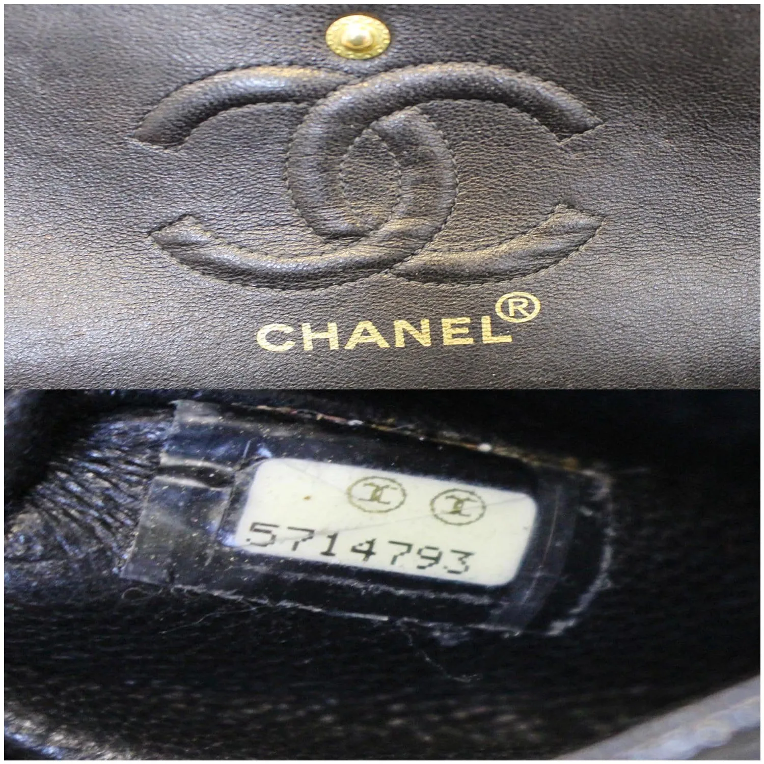 CHANEL Double Flap Small Caviar Leather Shoulder Bag Black