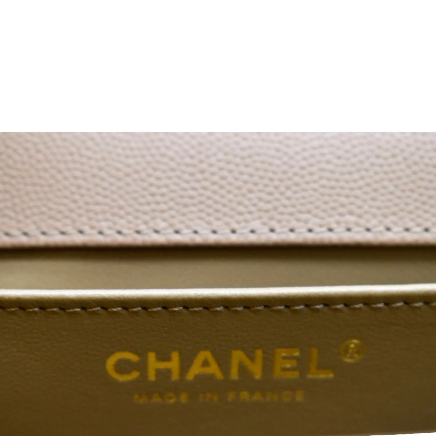 CHANEL Medium Boy Flap Chevron Caviar Leather Crossbody Bag Beige