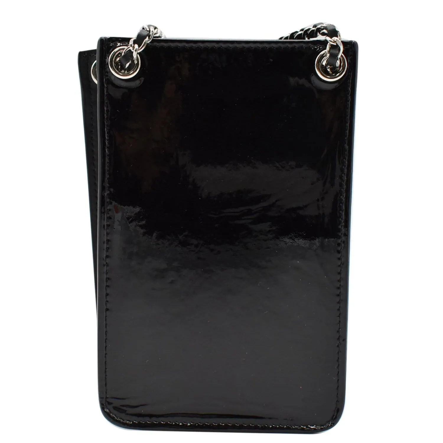 CHANEL O-Phone Holder Patent Leather Crossbody Bag Black