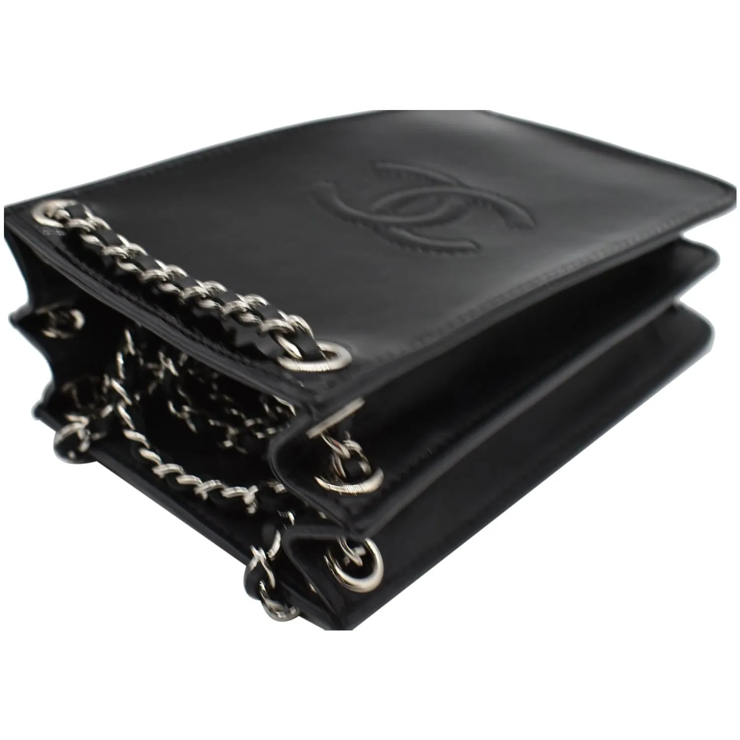 CHANEL O-Phone Holder Patent Leather Crossbody Bag Black