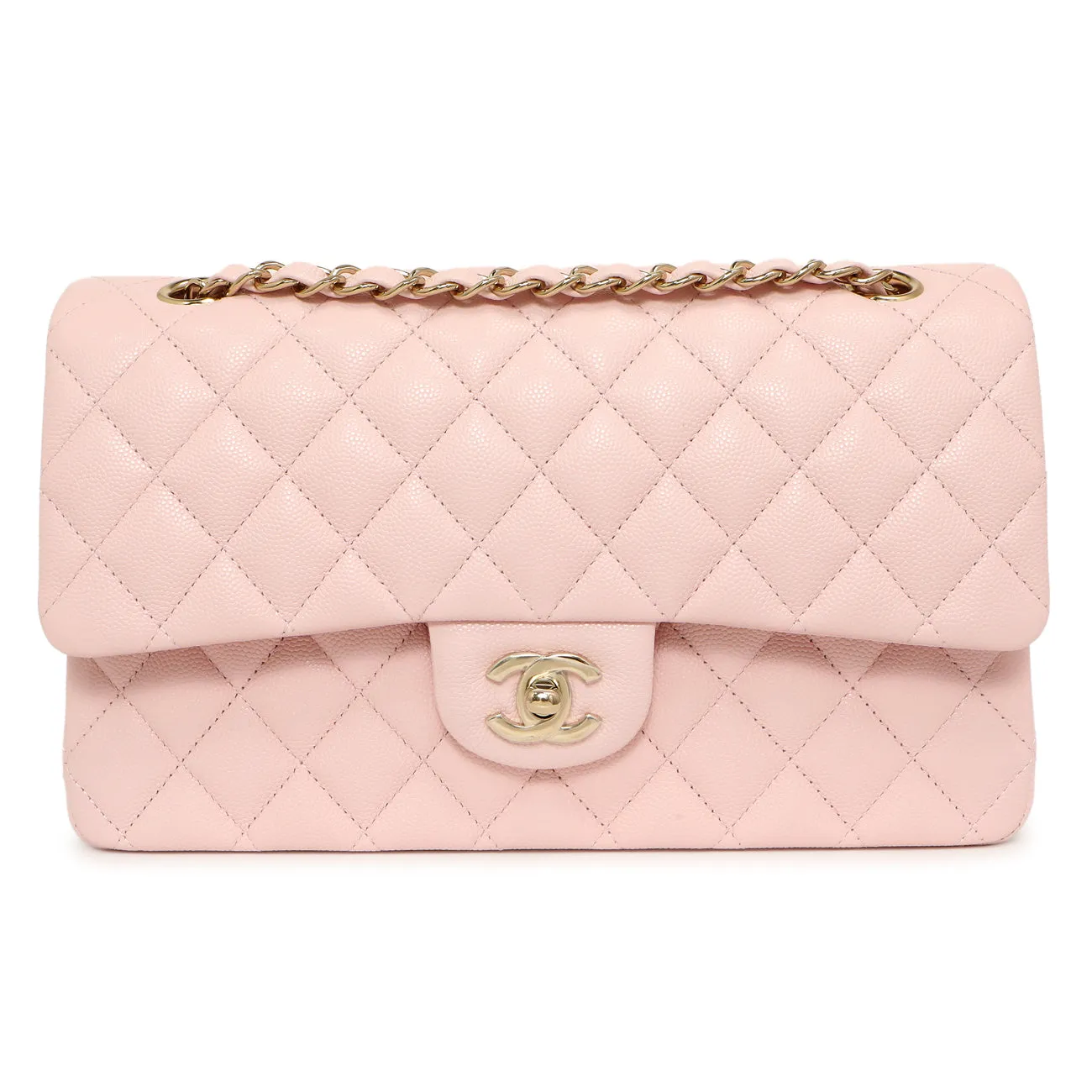 Chanel Pink Quilted Caviar Medium Classic Double Flap