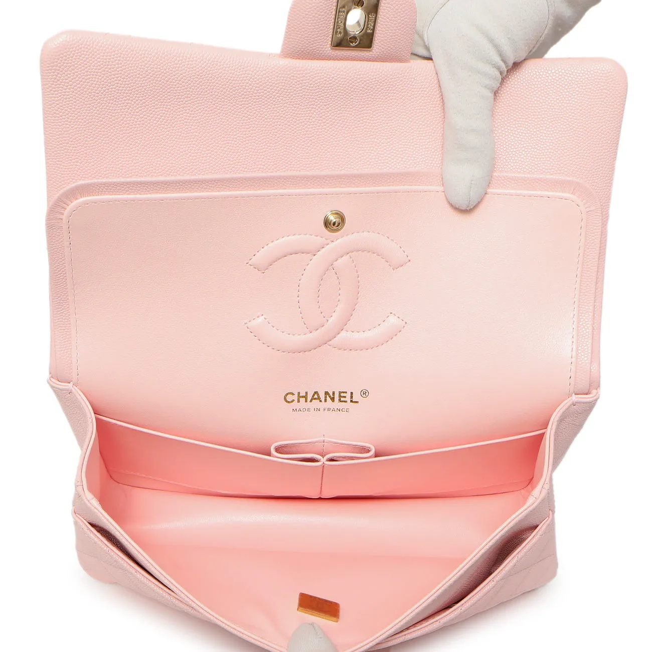 Chanel Pink Quilted Caviar Medium Classic Double Flap