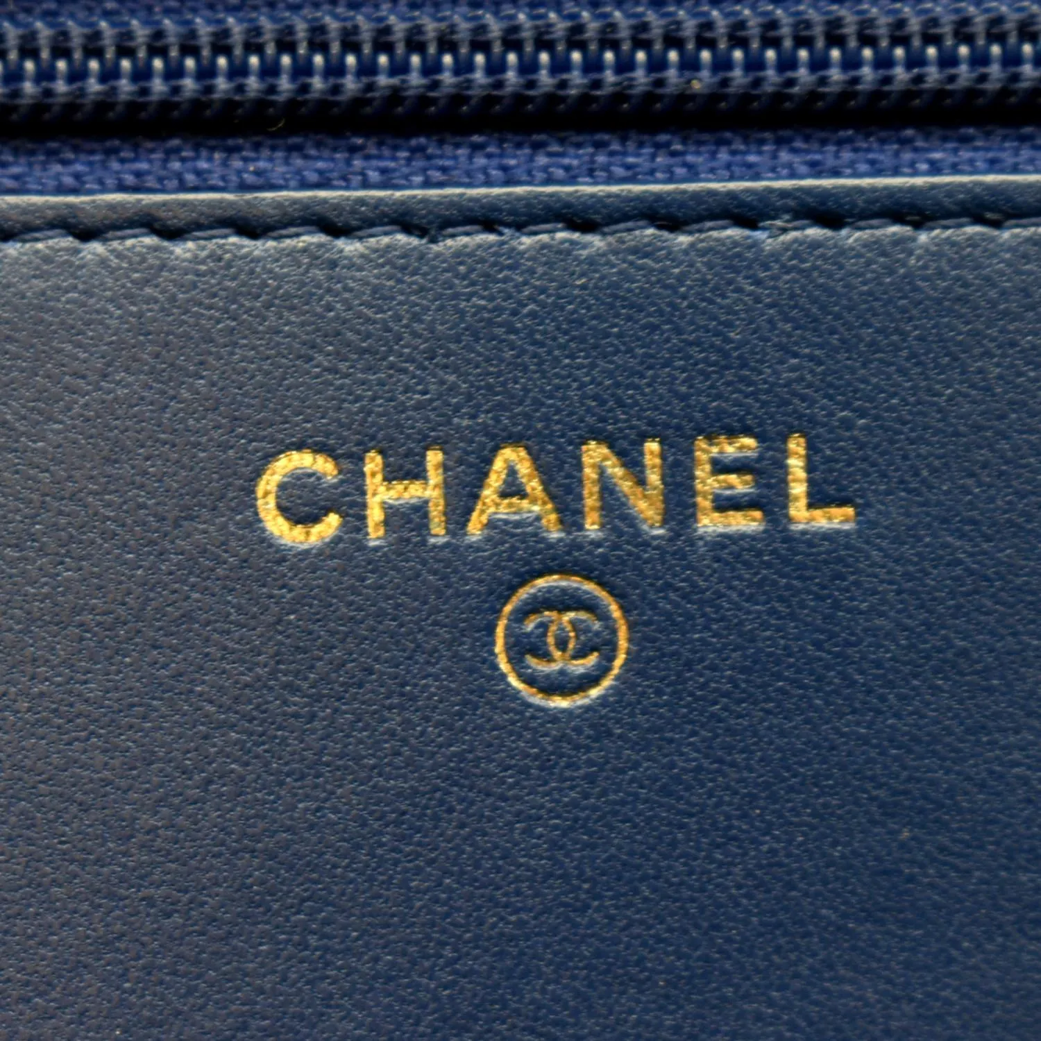 CHANEL Wallet On Chain Quilted Leather Crossbody Bag Blue