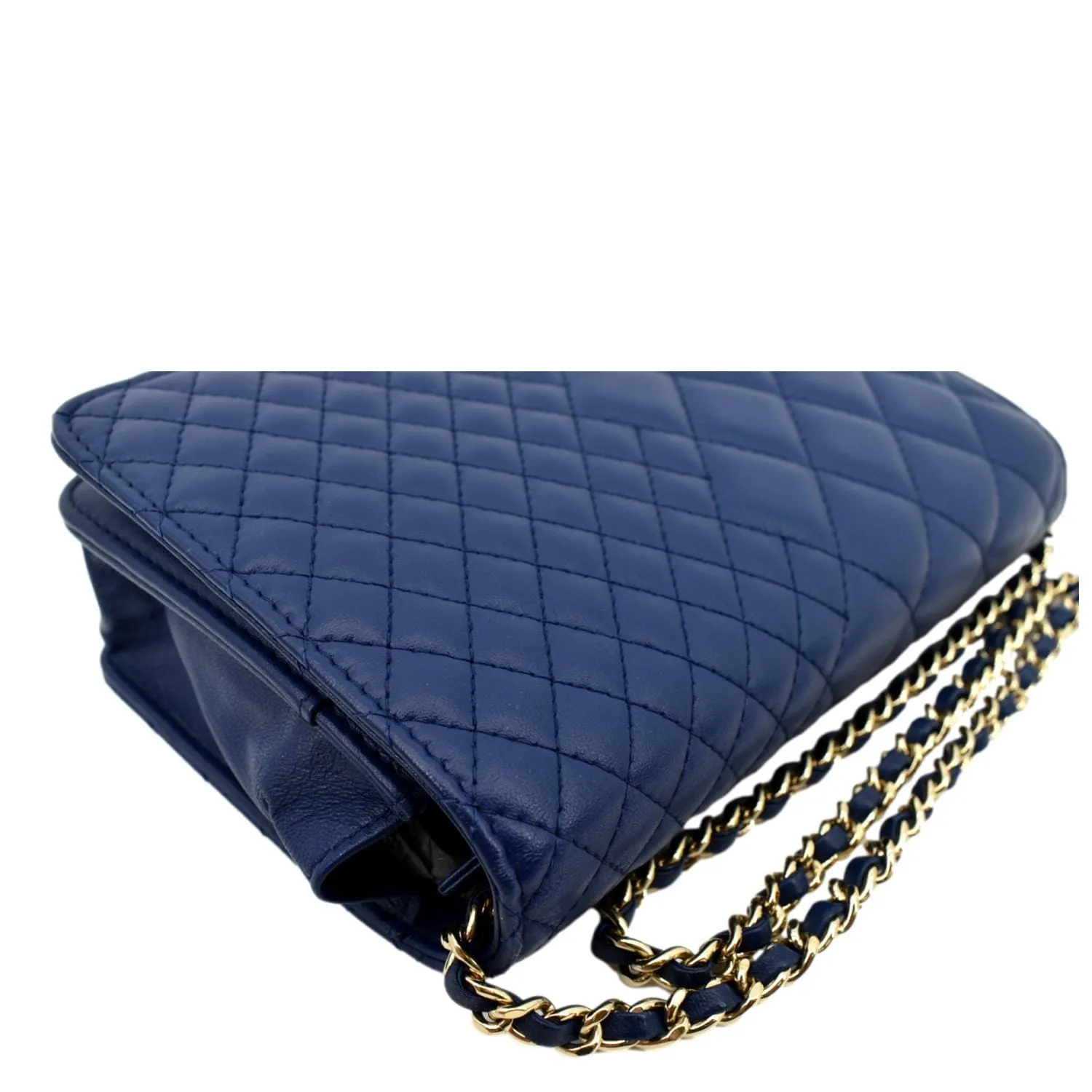 CHANEL Wallet On Chain Quilted Leather Crossbody Bag Blue