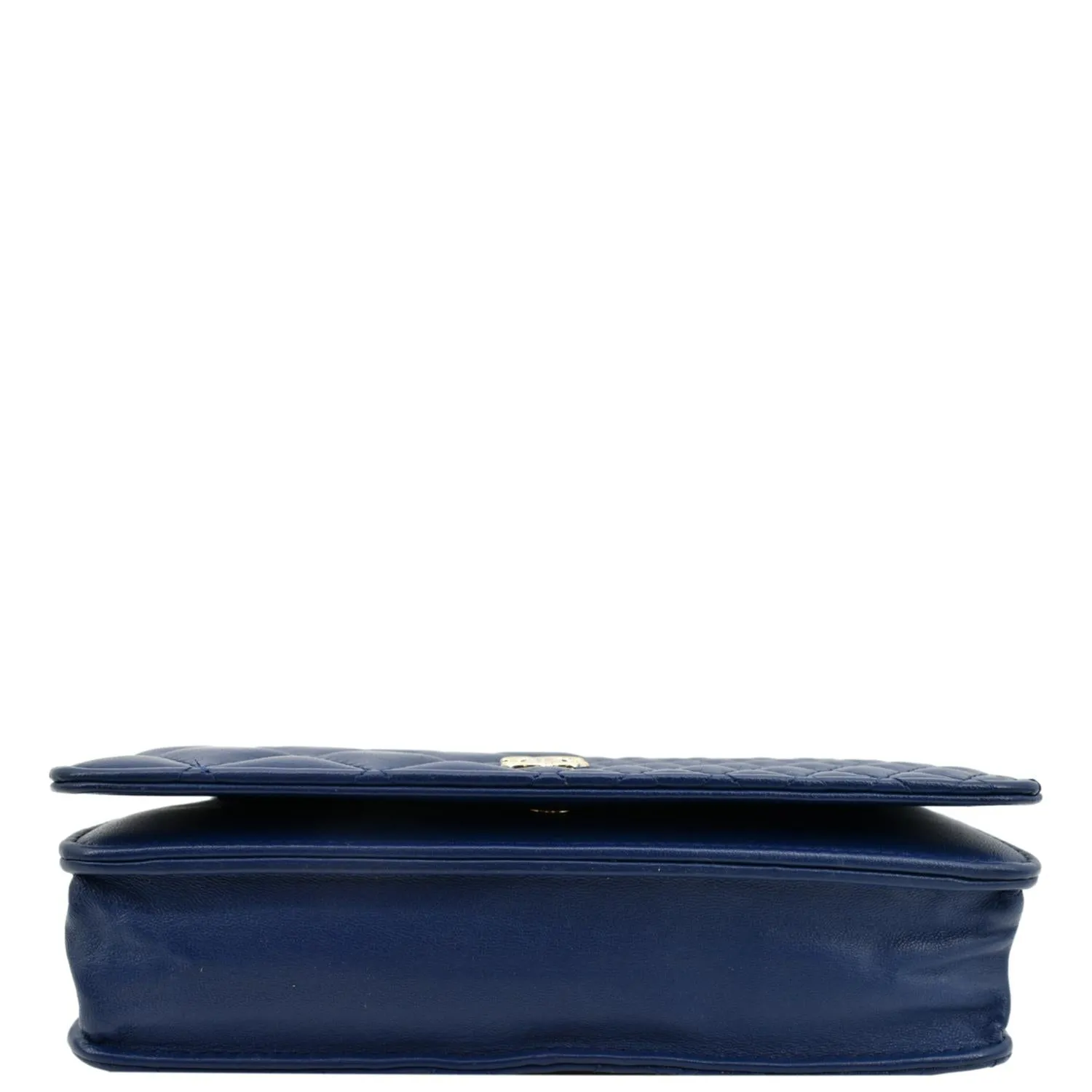 CHANEL Wallet On Chain Quilted Leather Crossbody Bag Blue