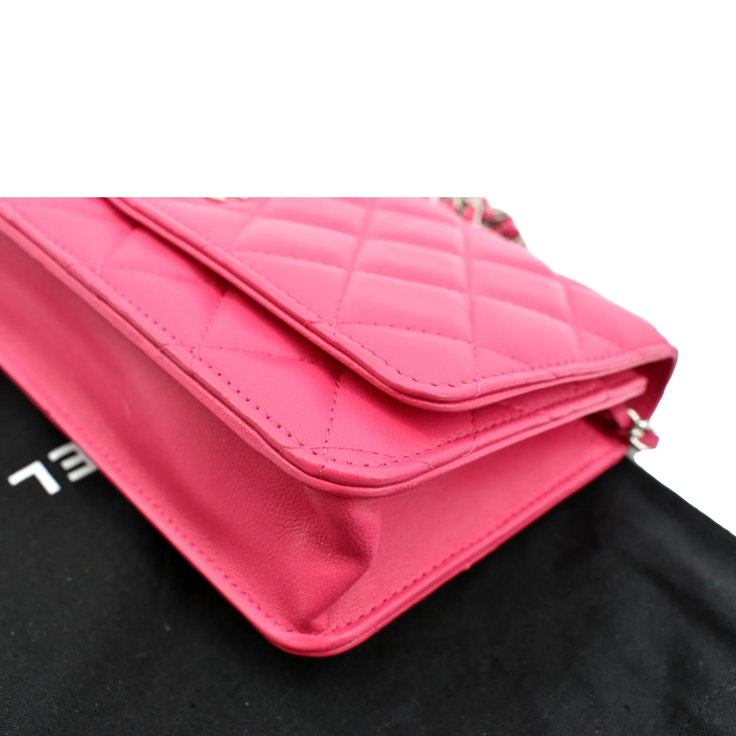 CHANEL WOC Quilted Leather Crossbody Wallet Fuchsia Pink