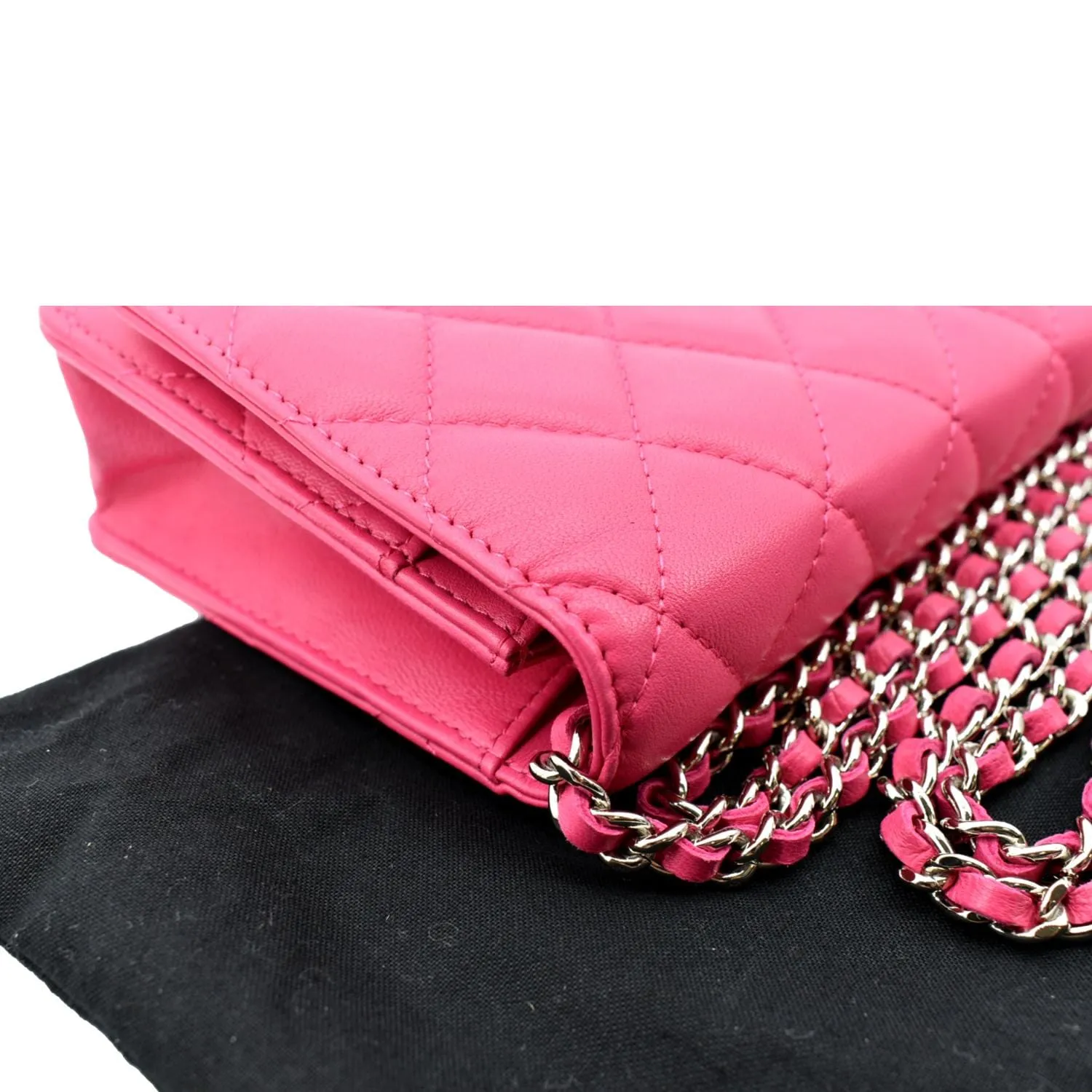 CHANEL WOC Quilted Leather Crossbody Wallet Fuchsia Pink