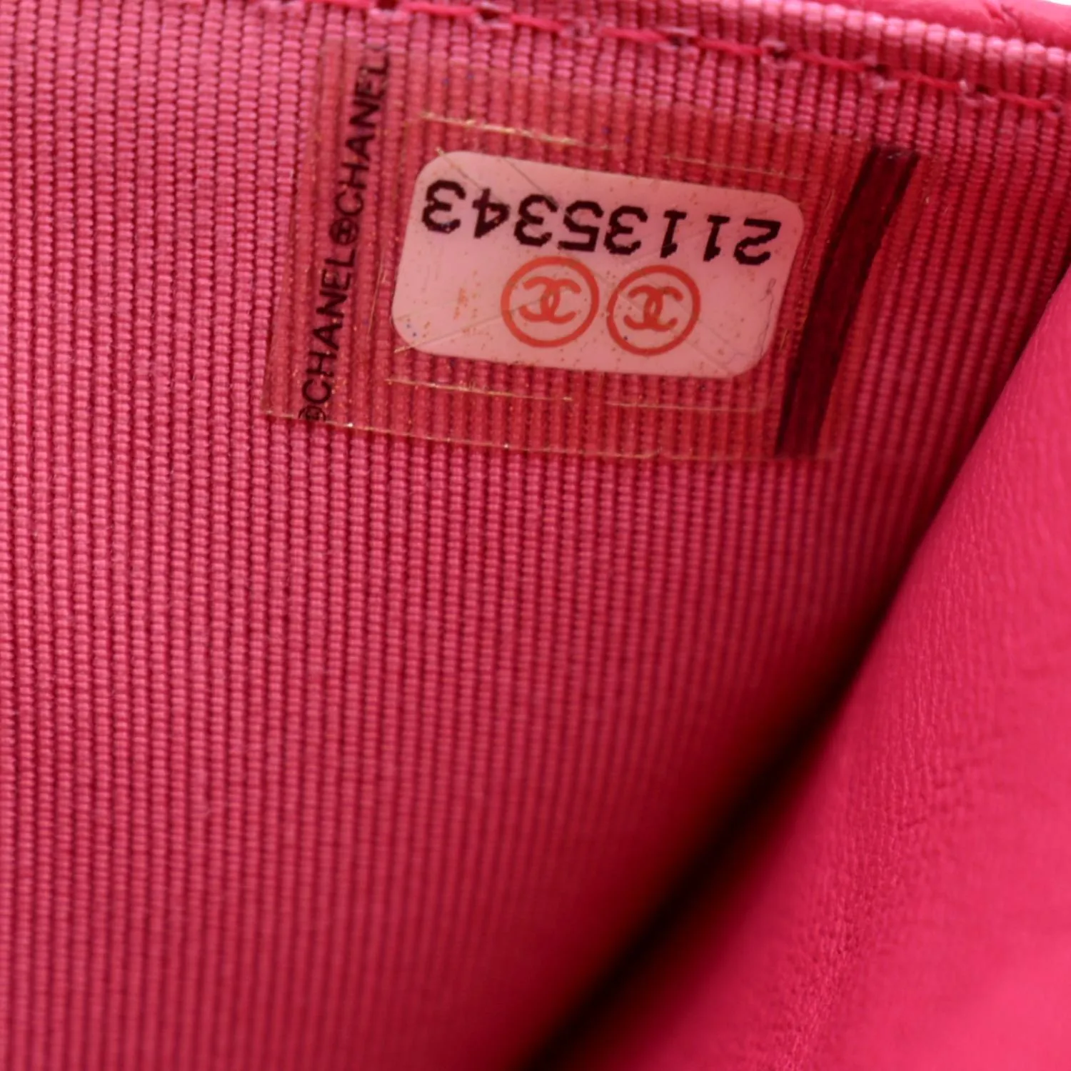 CHANEL WOC Quilted Leather Crossbody Wallet Fuchsia Pink