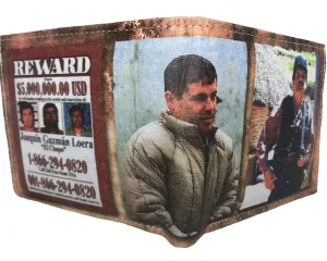 CHAPO GUZMAN laser printed bi-fold NARCO sinaloa leather wallet