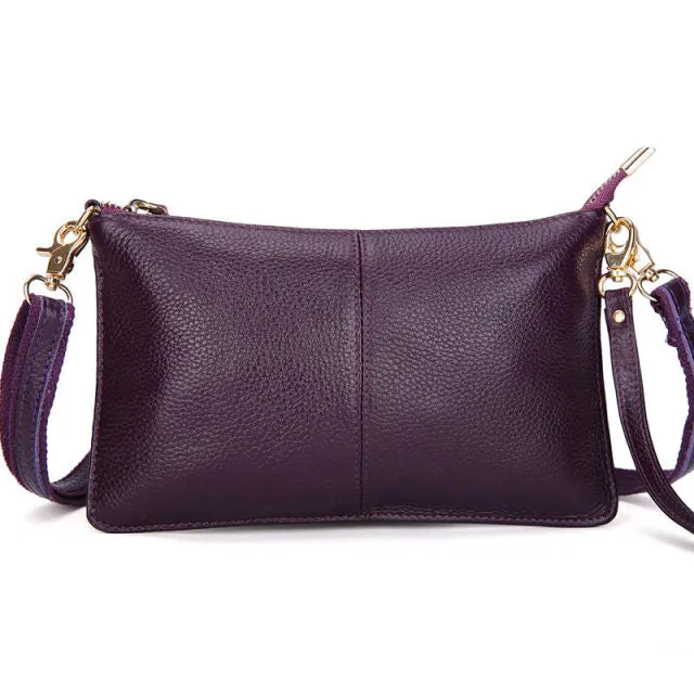 Chic Genuine Leather Clutch Bag Zipper Shut Shoulder Bag Crossbody Bag