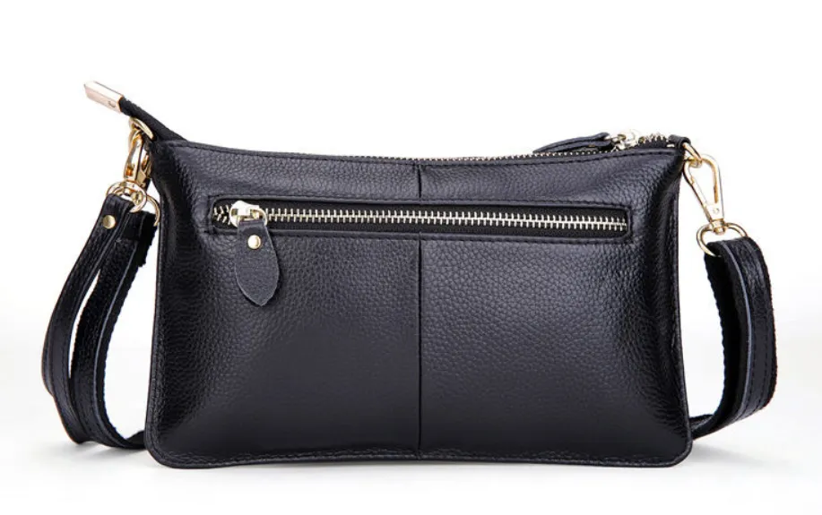 Chic Genuine Leather Clutch Bag Zipper Shut Shoulder Bag Crossbody Bag