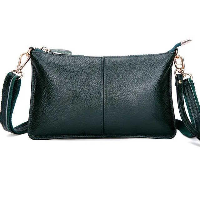Chic Genuine Leather Clutch Bag Zipper Shut Shoulder Bag Crossbody Bag