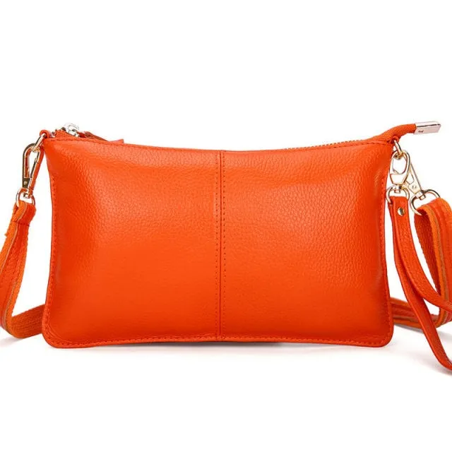 Chic Genuine Leather Clutch Bag Zipper Shut Shoulder Bag Crossbody Bag