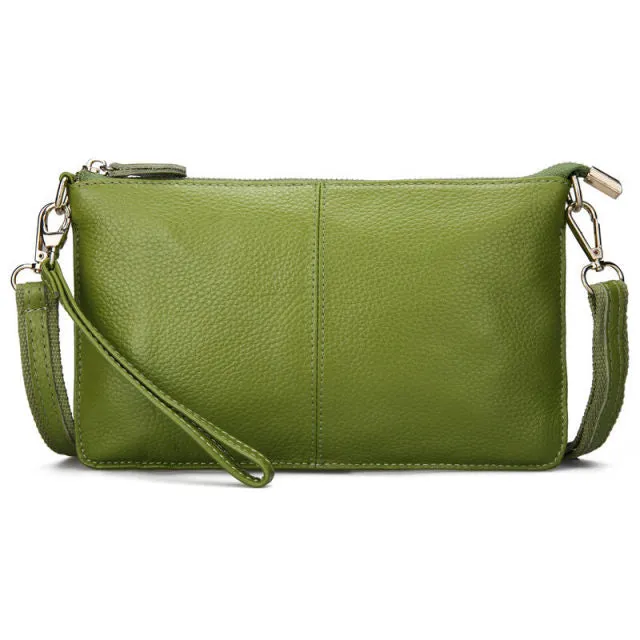 Chic Genuine Leather Clutch Bag Zipper Shut Shoulder Bag Crossbody Bag
