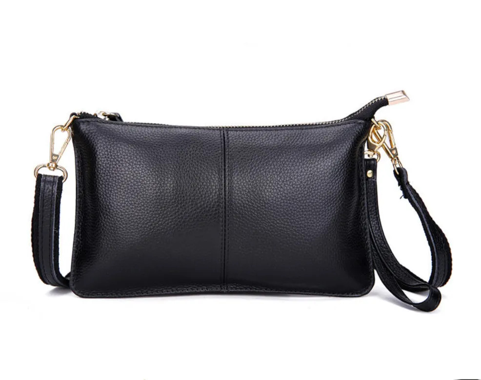 Chic Genuine Leather Clutch Bag Zipper Shut Shoulder Bag Crossbody Bag