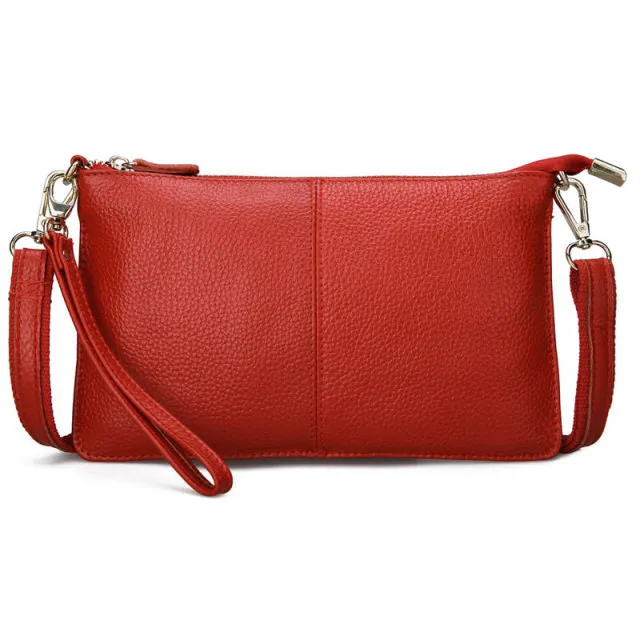 Chic Genuine Leather Clutch Bag Zipper Shut Shoulder Bag Crossbody Bag