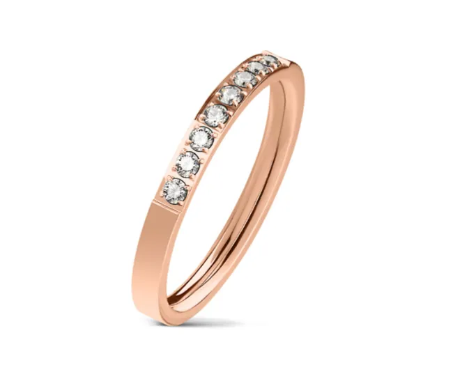 Children's Rings:  Surgical Steel, Gold IP, with White CZ in sizes 5 & 6 & 7