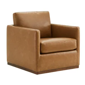 CHITA Faux Leather Swivel Chair, FSC Certified Mid Century Modern Arm Chair